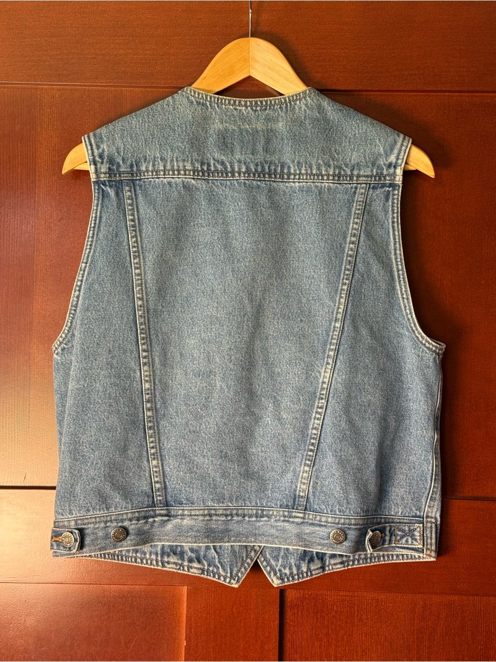 Eddie Bauer 90’s Vintage Light Wash Utility Denim Vest 100% Cotton Size Small - Picture 9 of 9